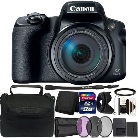 Canon Powershot SX70 20.3MP Digital Camera 65x Optical Zoom Lens 4K Video 3-inch LCD Tilt Screen (Black) Camera Bundle