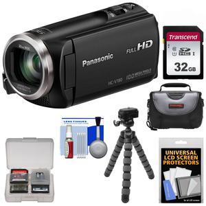 Panasonic HC-V180 HD Video Camera Camcorder with 32GB Card + Case + Flex Tripod + Kit