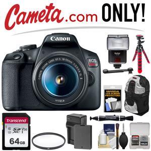 Canon Eos Rebel T7 DSLR Camera with EF-S f/3.5-5.6 is II 18-55mm Lens 2727C002 Starter Bundle with 32GB SD, Memory Card Reader, Gadget Bag, Microfiber