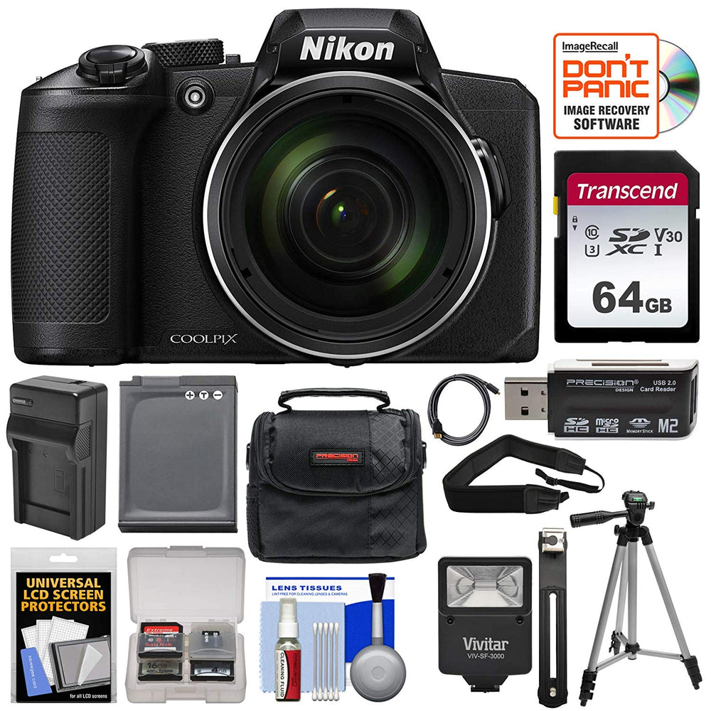 Nikon Coolpix B600 60X Wi-Fi Digital Camera with 64GB Card + Battery & Charger + Case + Flash + Tripod + Kit