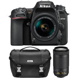 Nikon D7500 20.9 MP SLR - AF-P DX 18-55mm VR and 70-300mm VR Lenses