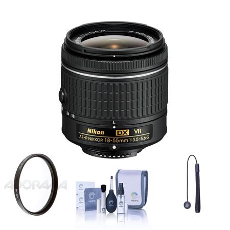 Nikon AF-P DX NIKKOR 18-55mm f/3.5-5.6G Zoom Lens - U.S.A. Warranty - Bundle with 55mm UV Filter, CL