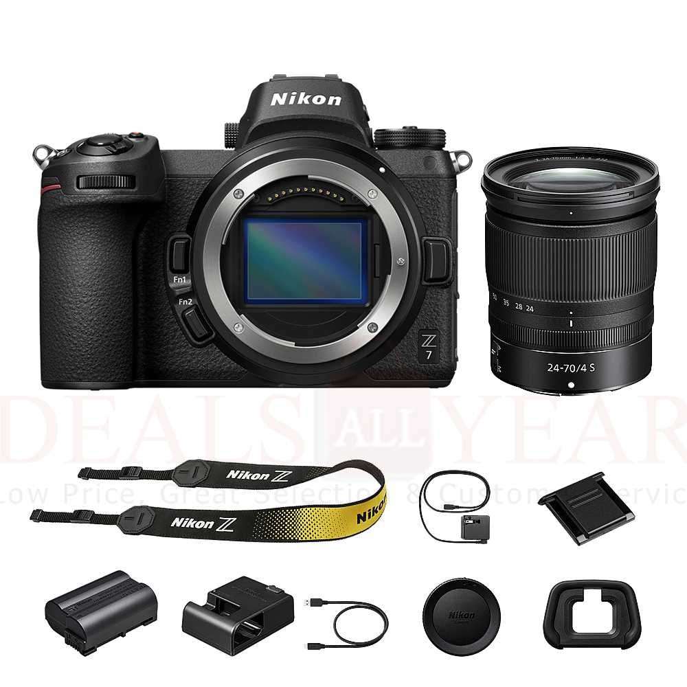 Nikon Z 7 Mirrorless FX-Format Digital Camera with 24-70mm Lens - Bundle 2x 64GB Memory Card + EN-EL15 Li-on Battery + External Rapid Charger + 72mm