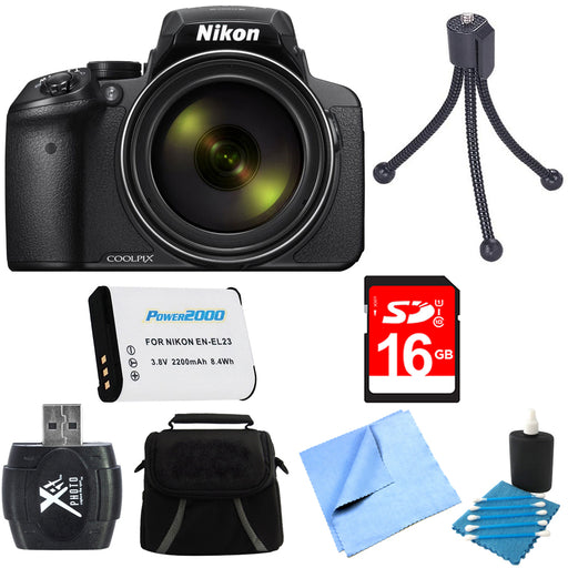 Nikon COOLPIX P900 16MP 83x Super Zoom Digital Camera Full HD Video Black 16GB Bundle