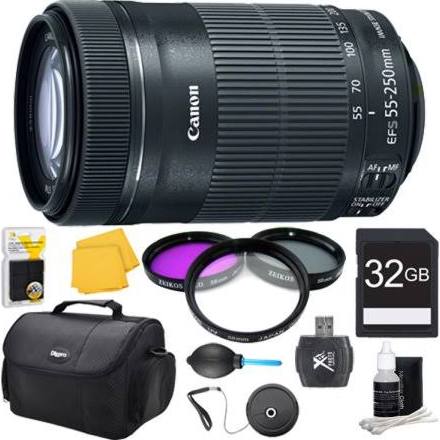 Canon EF-S 55-250 f/4-5.6 Is STM (8546B002) Pro Lens Kit Bundle