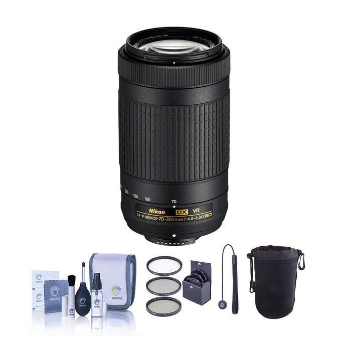 Nikon AF-P DX NIKKOR 70-300mm F 4.5-6.3G Ed VR Lens USA W Free Accessory Bundle