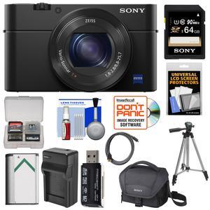 Sony Cyber-shot DSC-RX100 IV 4K Wi-Fi Digital Camera with 64GB Card + Battery & Charger + Case + Tripod + Kit