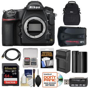 Nikon D850 Wi-Fi 4K Digital SLR Camera Body with 64GB Card + Battery & Charger + Case + GPS Adapter + Kit