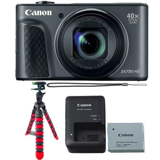 Canon Powershot SX730 HS 20.3MP Digital Camera (Black) with Flexible Tripod