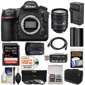 Nikon D850 Wi-Fi 4K Digital SLR Camera Body with 24-120mm f/4 VR Lens + 64GB Card + Battery & Charger + Case + GPS + 3 Filters Kit