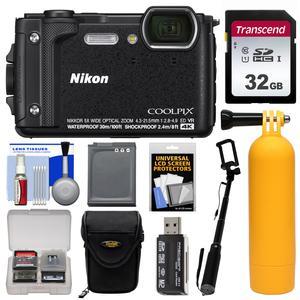 Nikon Coolpix W300 4K Wi-Fi Shock & Waterproof Digital Camera (Black) with  32GB Card + Case + Battery + Monopod + Floating Handle + Kit