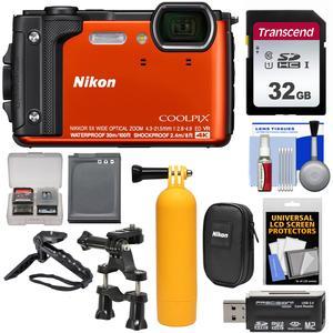 Nikon Coolpix W300 4K Wi-Fi Shock & Waterproof Digital Camera (Orange) with  32GB Card + Battery + Case + Grip + Floating Handle + Kit