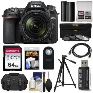 Nikon D7500 Wi-Fi 4K Digital SLR Camera & 18-140mm VR DX Lens with 64GB Card + Battery + Case + Tripod + 3 Filters + Remote + Kit