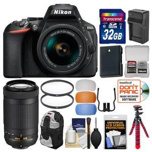 Nikon D5600 Wi-Fi Digital SLR Camera with 18-55mm VR & 70-300mm DX AF-P Lenses + 32GB Card + Case + Battery & Charger + Tripod + Filters + Kit