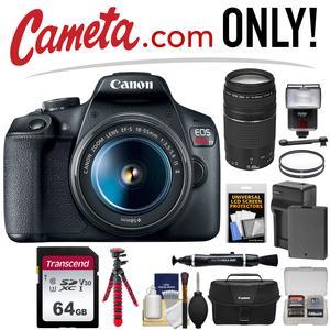 Canon Eos Rebel T7 DSLR Camera with 18-55mm Lens + EF 75-300mm f/4-5.6 III Lens + Eos Shoulder Bag + 64GB SDXC Memory Card + more..., Black