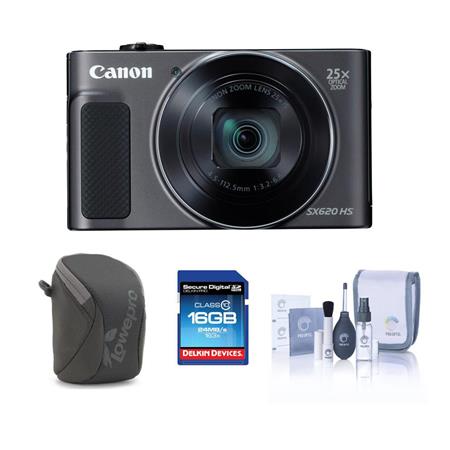 Canon PowerShot SX620 HS 20.2 MP Wi-Fi Digital Camera with 25x Optical Zoom & HD 1080p Video (Black) International Version + 10pc 32GB Accessory Kit