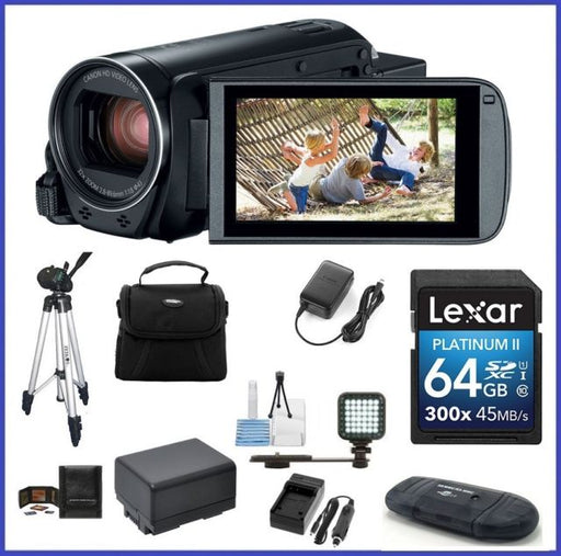 Canon Vixia HF R800 Camcorder (Black) + 32GB Memory Card + Digital Camera/Video Case + Extra Battery BP-727 + Quality Tripod + Digital Compact LED