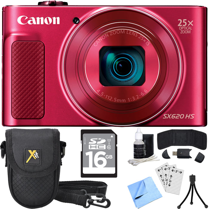 Canon PowerShot SX620 HS 20.2MP Digital Camera Red w/ Essential