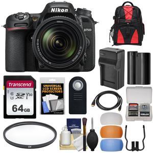 Nikon D7500 Wi-Fi 4K Digital SLR Camera & 18-140mm VR DX Lens with 64GB Card + Battery & Charger + Backpack + Filter + Kit