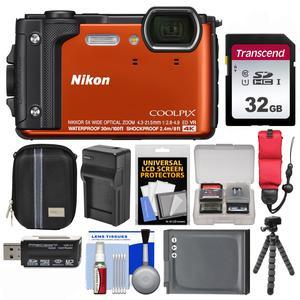Nikon Coolpix W300 4K Wi-Fi Shock & Waterproof Digital Camera (Orange) with  32GB Card + Case + Battery & Charger + Flex Tripod + Float Strap + Kit