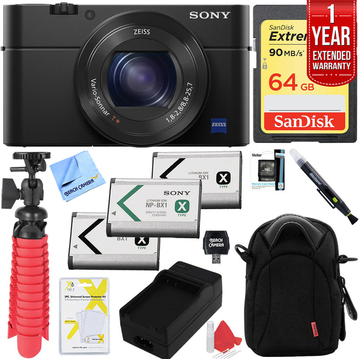 Sony DSC-RX100M IV Cyber-shot Digital Camera with 64GB Extended Warranty Kit